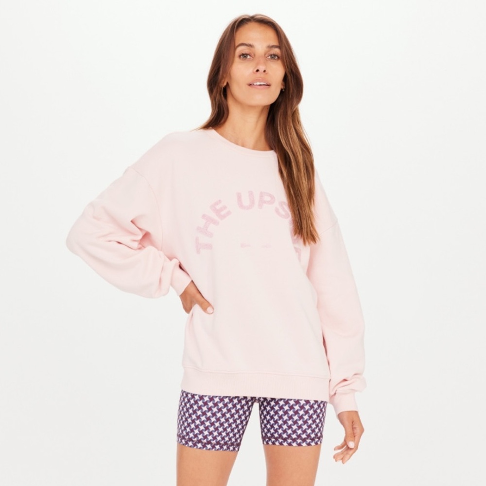 THE UPSIDE SATURN CREW SWEATSHIRT in Rosewater (X-small)
